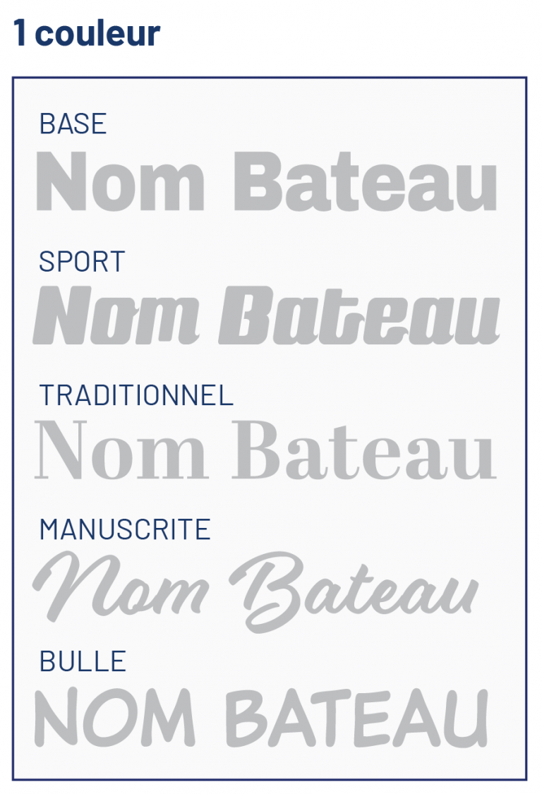 Nom bateau 1 couleur Numero Bateau